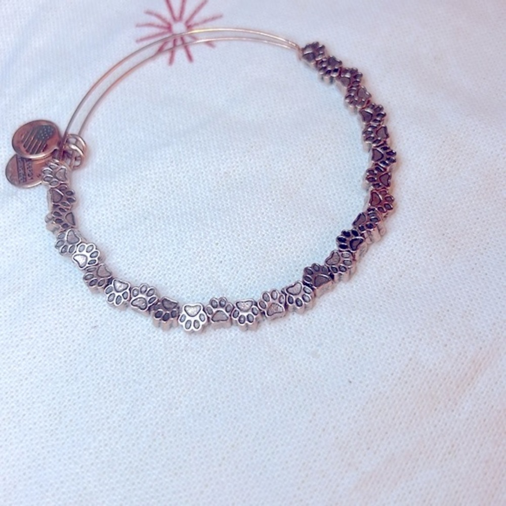 Alex and Ani Silver Paw Print Expandable Bracelet
